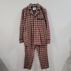 Lee Valley Ireland Mens Pajama Set Size Medium Plaid Cotton Flannel Heavyweight